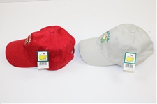 Two (2) 2013 Masters Caddy Hats - Red & Stone - Unworn with Original Tags