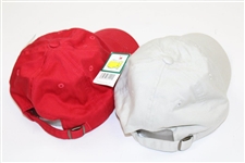 Two (2) 2013 Masters Caddy Hats - Red & Stone - Unworn with Original Tags