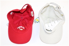 Two (2) 2013 Masters Caddy Hats - Red & Stone - Unworn with Original Tags