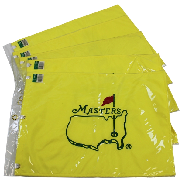Five (5) Masters Undated Embroidered Flags in Original Sleeves