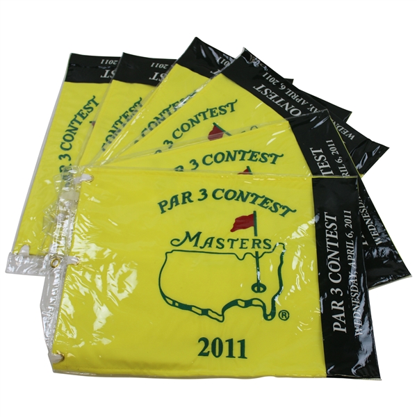 Six (6) 2011 Masters Embroidered Par 3 Flags in Original Sleeves