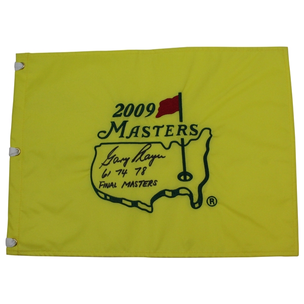 Gary Player Signed 2009 Masters Embroidered Flag with Years Won & Final JSA ALOA