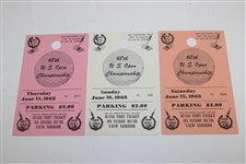 1968 US Open Oak Hill Country Club Final Rd (6/16/1968) Ticket with Three Parking Passes (Thurs., Sat., Sunday)
