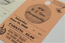1968 US Open Oak Hill Country Club Final Rd (6/16/1968) Ticket with Three Parking Passes (Thurs., Sat., Sunday)