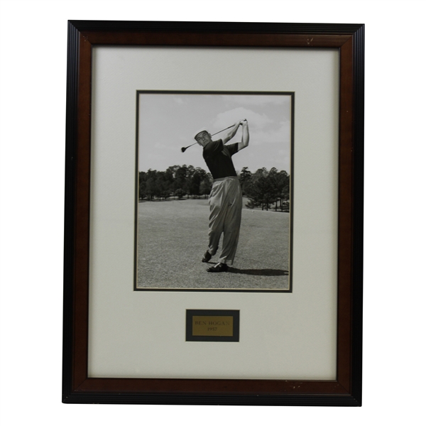 Ben Hogan Follow-Through Pose B&W Photo with "Ben Hogan - 1957" Plate - Framed