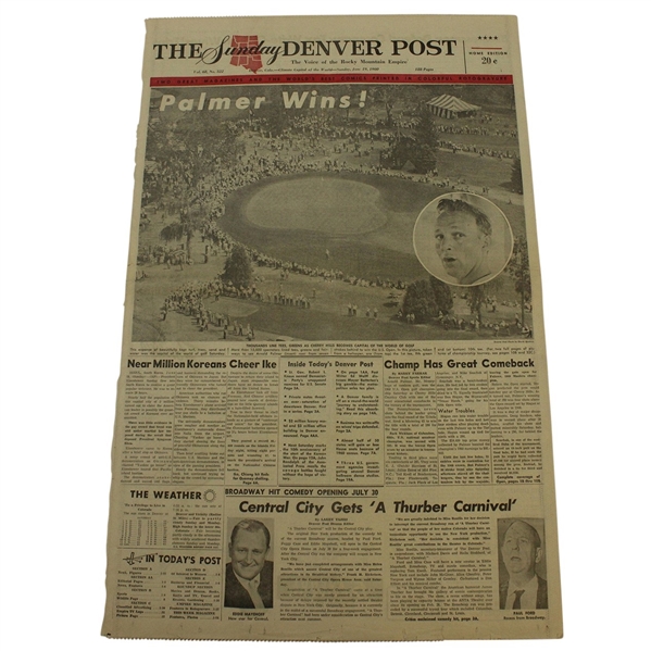 1960 Arnold Palmer Wins The Denver Post Sunday Edition - US Open Cherry Hills 