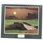Moon Over St. Andrews Swilcan Bridge/18th Fairway/Old Course Large Matted Photo