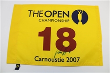 Padraig Harrington & Louie Oosthuizen Signed OPEN Flags from Years They Won JSA ALOA