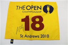 Padraig Harrington & Louie Oosthuizen Signed OPEN Flags from Years They Won JSA ALOA