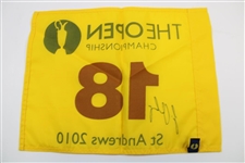Padraig Harrington & Louie Oosthuizen Signed OPEN Flags from Years They Won JSA ALOA