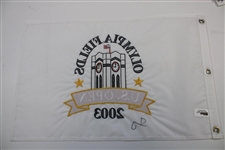 Five (5) Signed US Open Embroidered & Screen Flags JSA ALOA