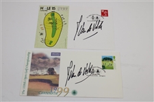 Jean van de Velde Signed 1999 OPEN Sunday Order Sheet, Badge & Two Comm. Postcards JSA ALOA