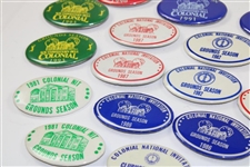 Thirty-Six (36) Colonial National Invitation Badges from Various Years Inc. Women's US Open