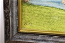 Small Colonial Country Club Hole #16 Art Print on Canvas - Framed