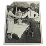 Bobby Jones & William Tweddell 1928 Walker Cup Captains with Trophy Wire Photo
