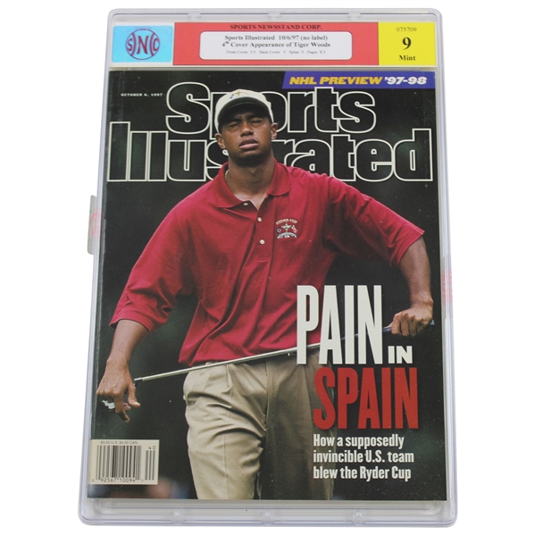 Tiger Woods 1997 Sports Illustrated 4th Cover Appearance of Tiger No Label 10/16/97 - SNC #075709 Mint 9