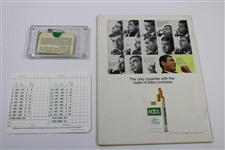 Bob Goalby Signed Masters Flag (w/Year), Sports Illustrated & ANGC Scorecard with 1968 Masters SERIES Badge JSA ALOA