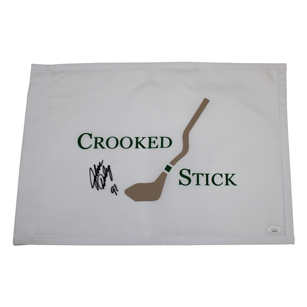 John Daly Signed Crooked Stick White Official Screen Flag with 91 JSA #UU28119
