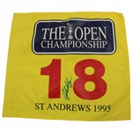 John Daly Signed 1995 OPEN at St. Andrews Yellow Screen Flag JSA ALOA