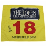 Ernie Els Signed 2002 OPEN at Muirfield Yellow Screen Flag JSA ALOA