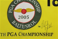 Phil Mickelson Signed 2005 PGA Championship at Baltusrol Yellow Screen Flag JSA ALOA