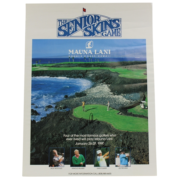 Big 3 Palmer, Nicklaus, & Player Plus Trevino Signed 1990 Senior Skins Poster JSA #B47356