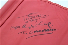Tony Jacklin Signed Red Course Flag with '1969 Ryder Cup - The Concession' JSA ALOA