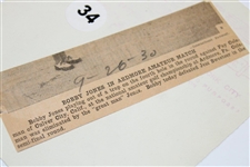 Bobby Jones Press Photo Hitting Out of Sandtrap at the 1930 US Amateur - Sporting News Collection 9/26/1930