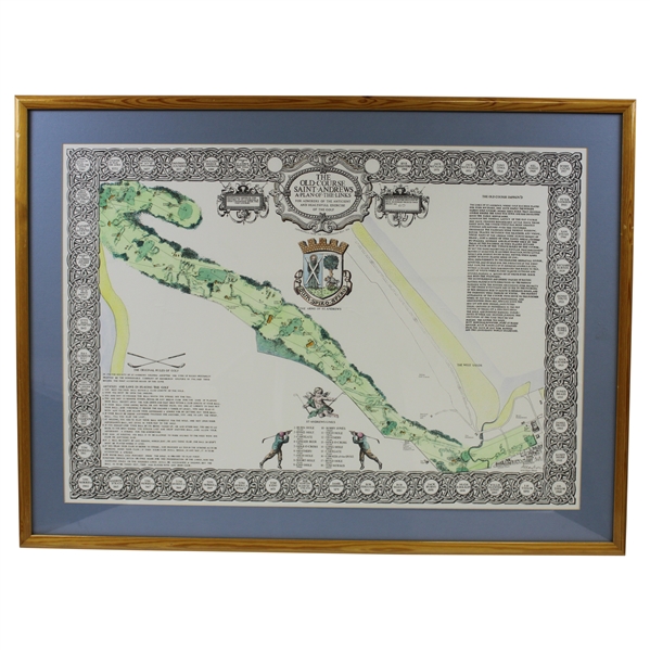 The Old Course St Andrews A Plan of the Links Ltd Ed Map #69/500 by Allan Arias - Framed