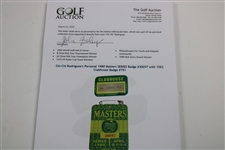 Chi-Chi Rodriguez's Personal 1980 Masters SERIES Badge #30097 with 1982 Clubhouse Badge #751