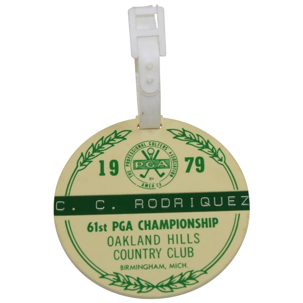 Chi-Chi Rodriguezs 1979 PGA Championship at Oakland Hills CC Contestant Bag Tag