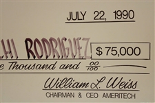 Chi-Chi Rodriguez's Personal Oversize Winner's Check from 1990 Ameritech Senior Open for $75,000