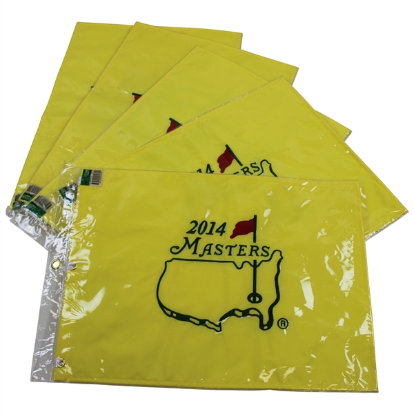 Five (5) 2014 Masters Embroidered Flags in Original Sleeves