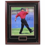 Tiger Woods Signed Oversize Red Shirt Fist Pump 16x20 Photo - Framed UDA #BAK30084