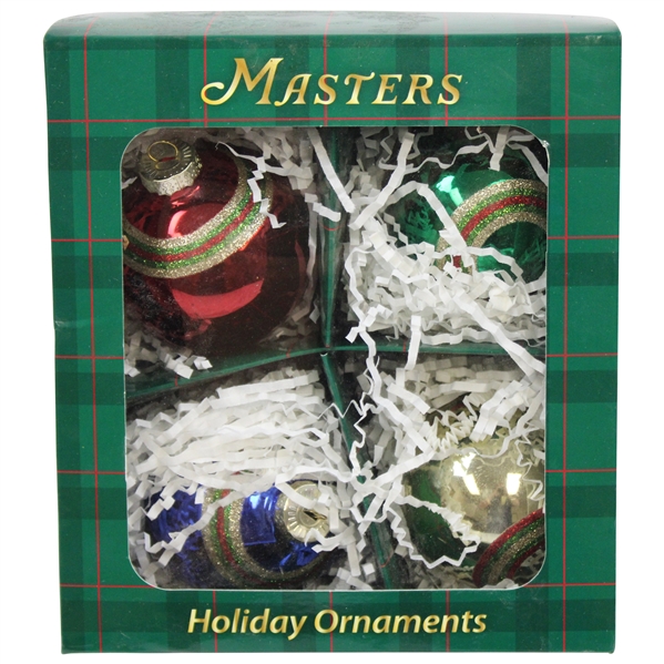 Masters Tournament Logo Red/Green/Blue/Gold Holiday Ornaments in Original Box