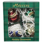 Masters Tournament Logo Red/Green/Blue/Gold Holiday Ornaments in Original Box