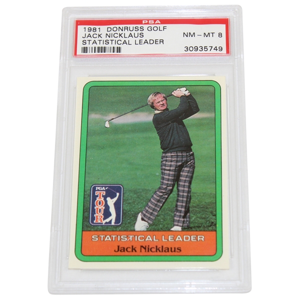 1981 Jack Nicklaus Donruss Golf Statistical Leader Golf Card PSA NM-MT 8 #30935749
