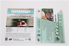 2021 Tiger Woods SP Game Used Tour Gear Shirt & Upper Deck Artifacts Golf Cards