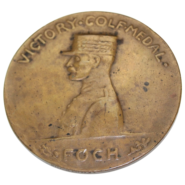 1918 Foch Victory Golf Medal Presented by John D Rockefeller to Henry C. Strauss at Fairview CC