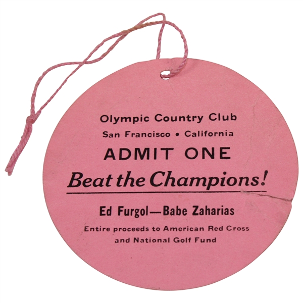 1955 Babe Zaharias vs. Ed Furgol Beat the Champions! Olympic Country Club Ticket
