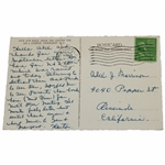 Horton Smith Signed Pinehurst No. 2 Postcard to Alex Morrison - 1949 JSA ALOA