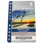 Dustin Johnson Signed 2016 US Open at Oakmont Trophy Club Member Badge JSA #VV50082