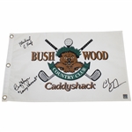 Chevy Chase, Michael OKeefe & Cindy Morgan Signed Caddyshack Bush Wood CC Flag JSA ALOA