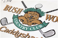 Chevy Chase, Michael O'Keefe & Cindy Morgan Signed Caddyshack Bush Wood CC Flag JSA ALOA