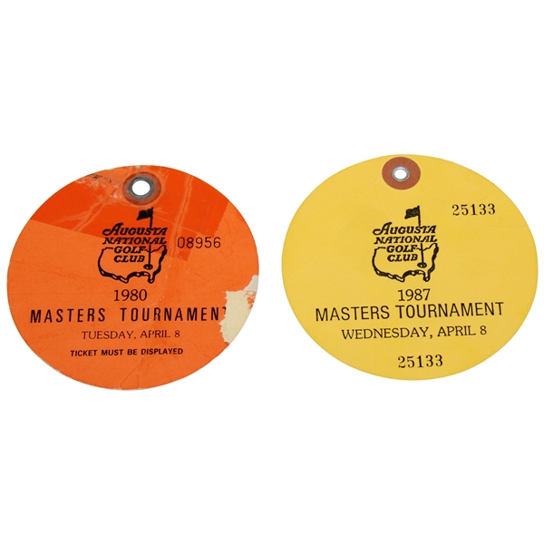 1980 Masters (Tuesday) & 1987 Masters (Wednesday) Tournament Tickets