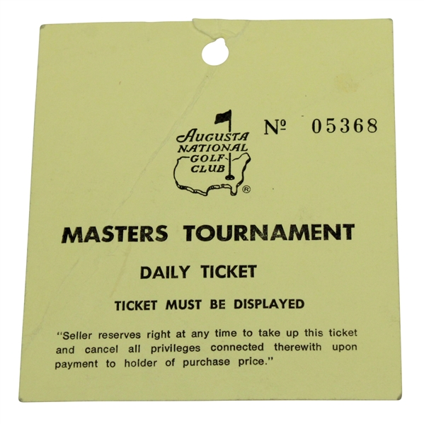 Undated Augusta National Golf Club Masters Tournament Daily Square Ticket No. 05368