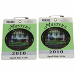 Two (2) 2010 Masters Tournament SERIES Badges - #R04383 & #R04382 - Phil Mickelson Winner