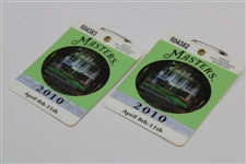 Two (2) 2010 Masters Tournament SERIES Badges - #R04383 & #R04382 - Phil Mickelson Winner