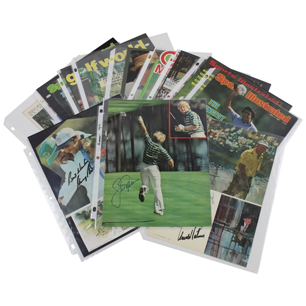 Big 3 Palmer, Nicklaus, & Player plus Nine (9) others Signed Golf World/Magazine Pages JSA ALOA