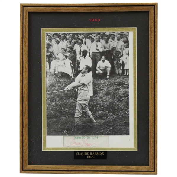 Seldom Seen 1948 Masters Champion Claude Harmon Signed Photo Display - Framed JSA #XX48163
